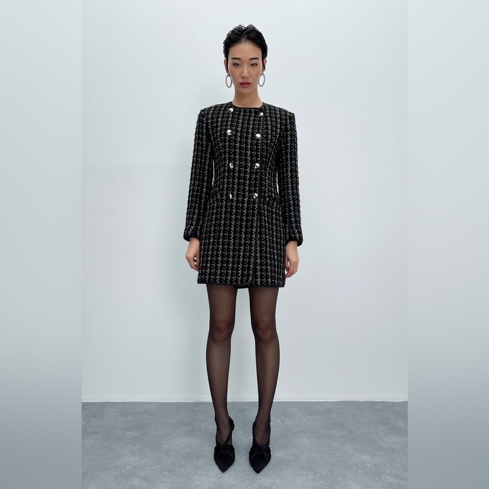 ZARA DOUBLE BREASTED TEXTURED COAT